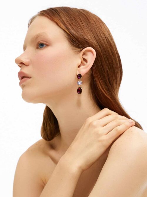 Women's Colorful Oval Stone Dangle Earrings